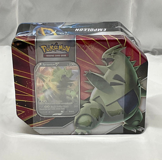 Pokemon Tyranitar V Strikers TCG Tin 5 Booster Packs Rare Foil Trading Card Game New Factory Sealed