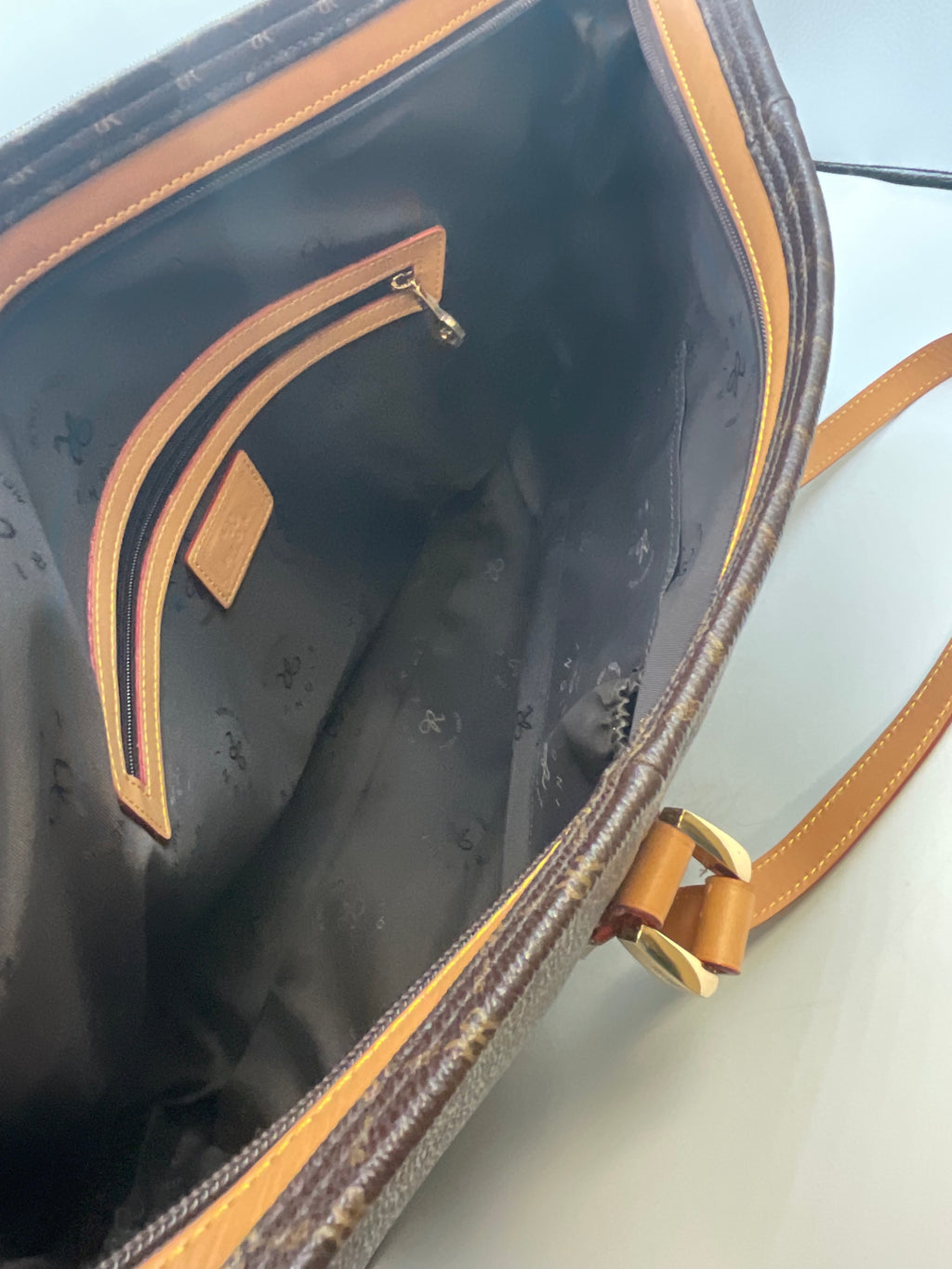 Rioni Moda Italia Tote Traveler Bag Espresso Brown Monogram STN-20033