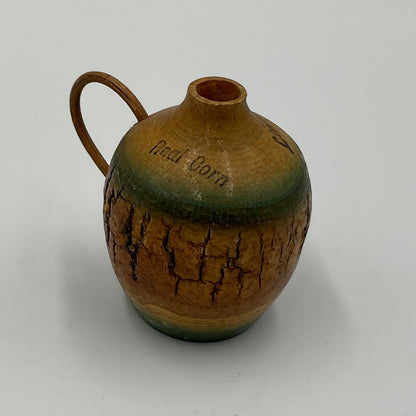 Vintage Small Handmade Wooden Vase
