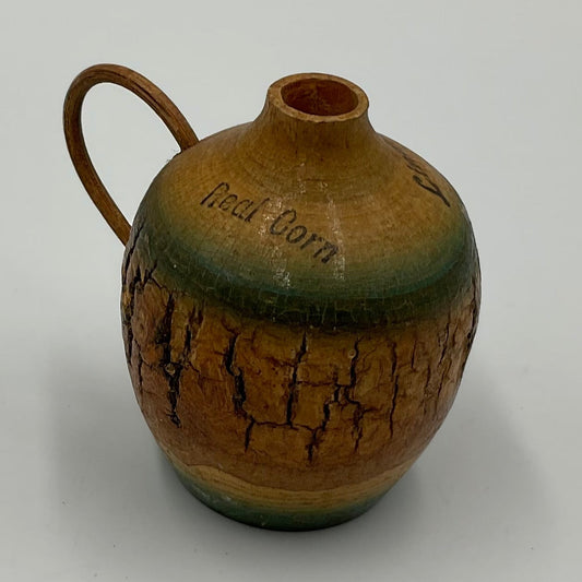 Handmade Vintage Small Wooden Meal Corn Jug Lindsborg Kansas