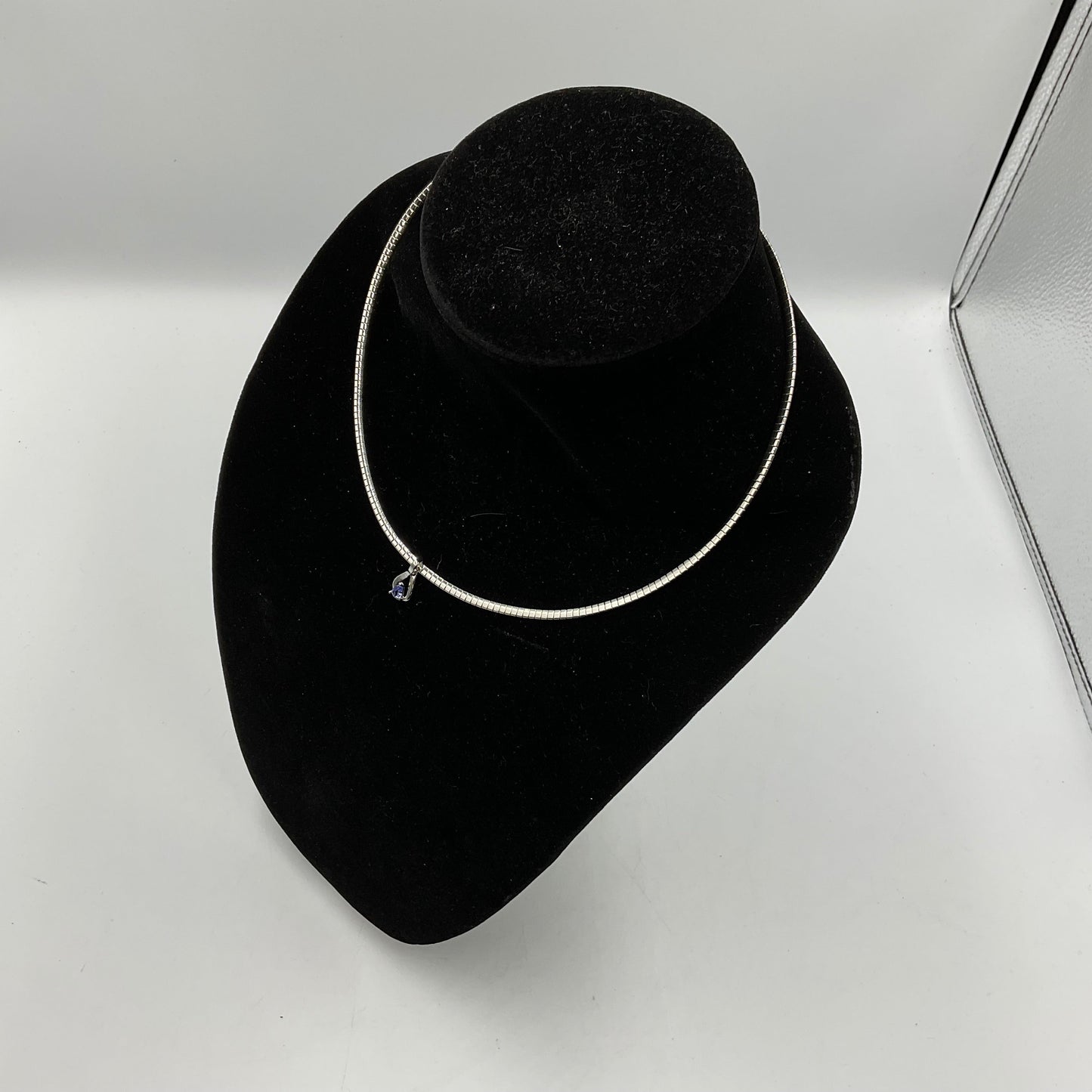 Safi Kilima Slide on Tear drop Tanzanite Necklace Omega Sterling Silver