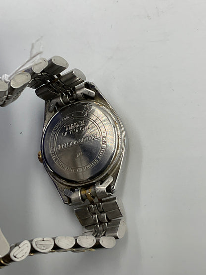 Vintage Timex Two Tone Quartz Watch Champagne Dial Date New Battery Working