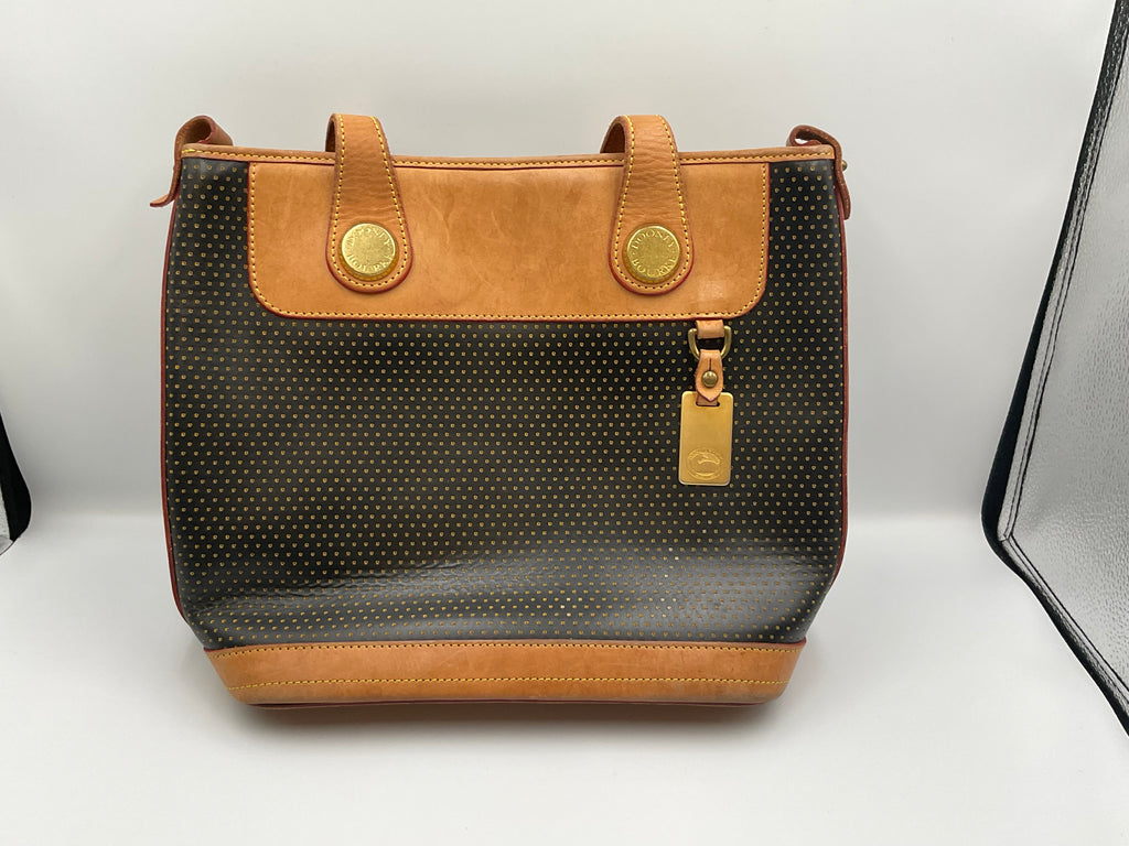 Dooney & Bourke Bag Cabrio Perforated Leather Black Tan Tote