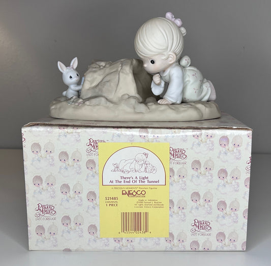 Precious Moments There's A Light At The End Of The Tunnel Vintage 1990 Figurine Original Box Mint
