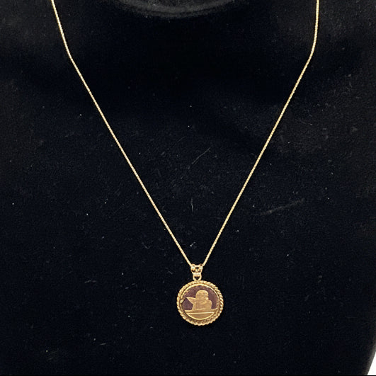 14K Gold Guardian Angel Cherub Pendant with 14K Gold Chain