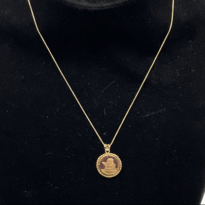 14K Gold Guardian Angel Cherub Pendant with 14K Gold Chain