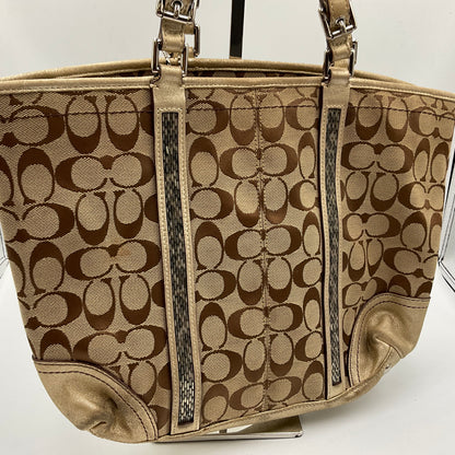 Coach Signature Gallery Tote Metallic Gold Trim