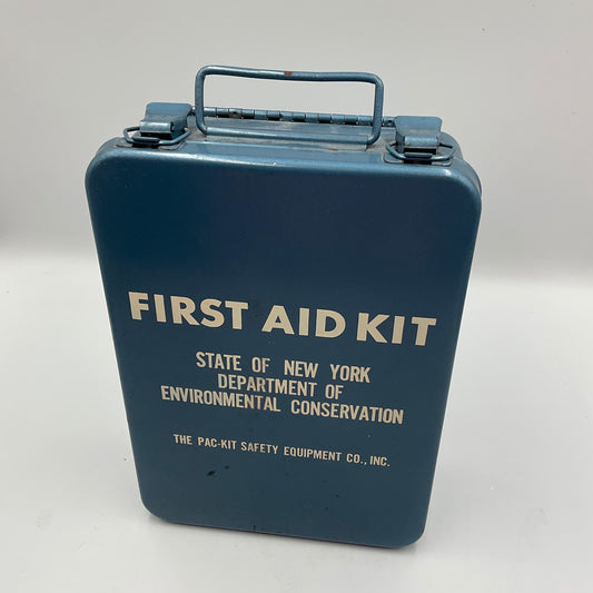 Vintage Blue Metal First Aid Kit