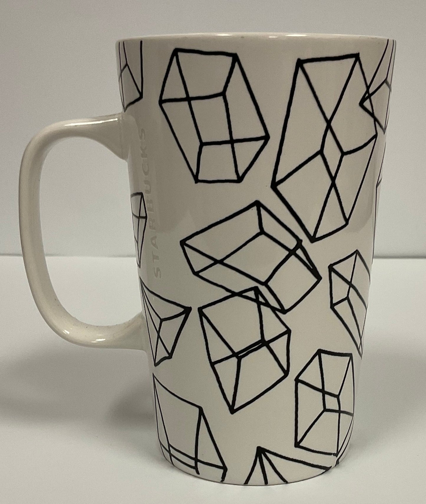 Starbucks Green Dot Collection Mug 2014 Geometric Cubes Ceramic