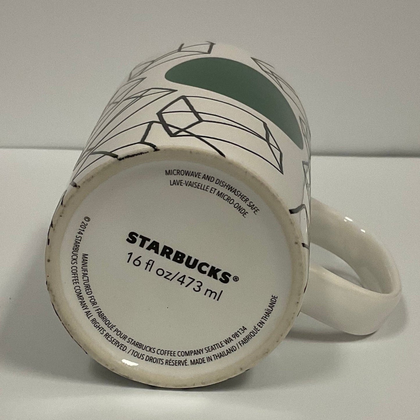 Starbucks Green Dot Collection Mug 2014 Geometric Cubes Ceramic