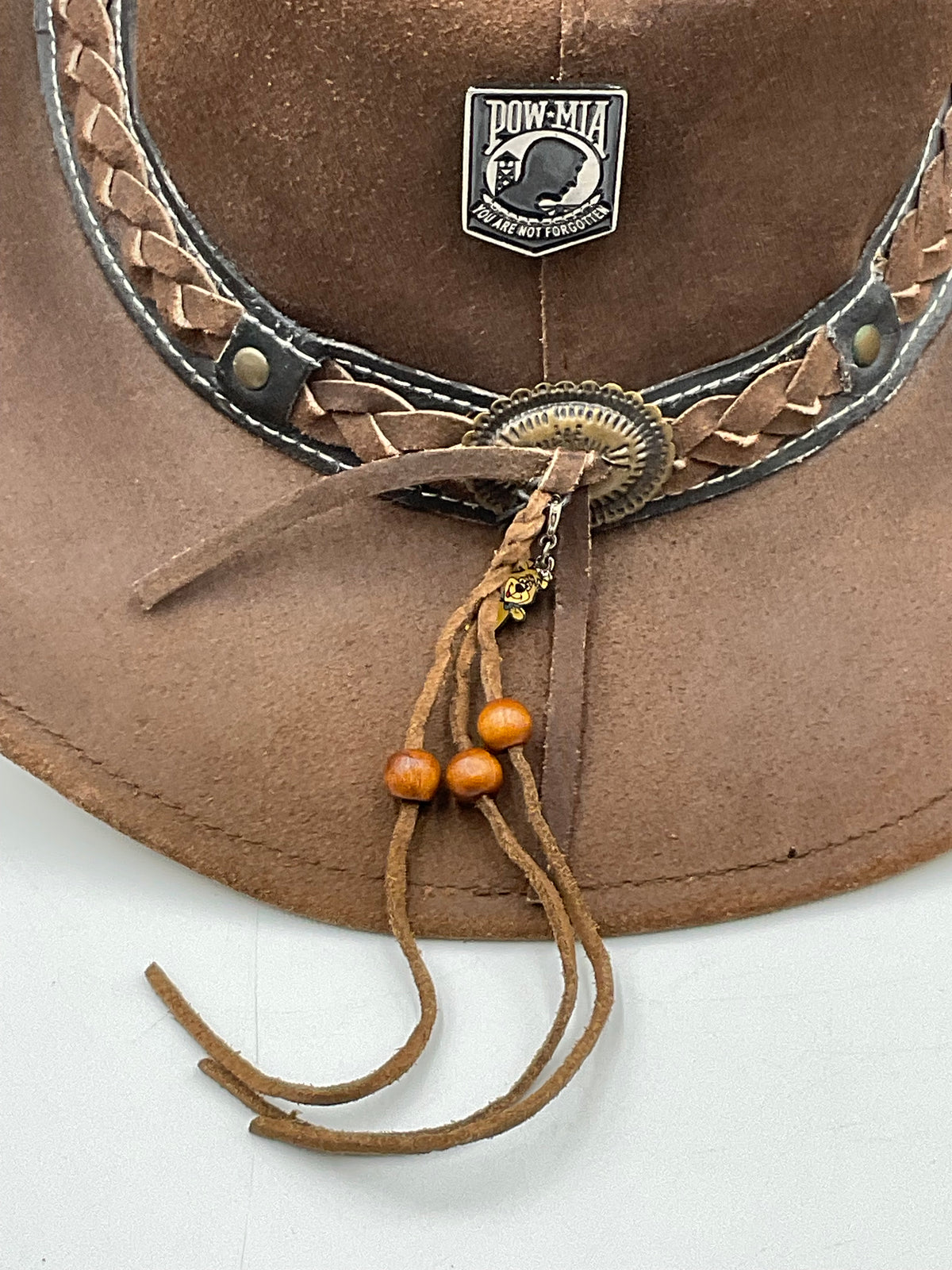 Outback Survivor Brown Suede Cowboy Hat Harley-Davidson Eagle Pin
