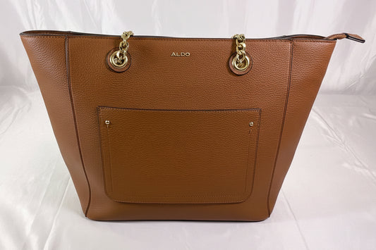 Aldo Brown Leather Style Goldtone Hardware Shoulder Bag Purse