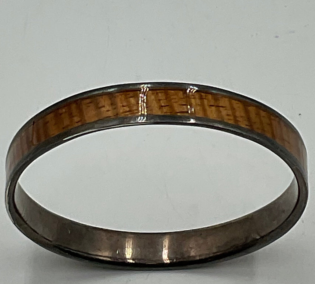 Hawaiian Bangle Bracelet 925 Sterling Silver Koa Wood Inlay