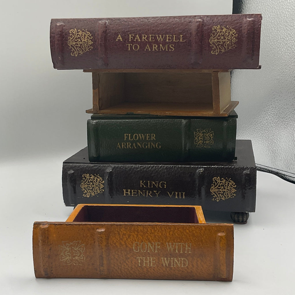 Stacked Faux Books Trinket Box Keepsakes Faux Leather Book Drawers
