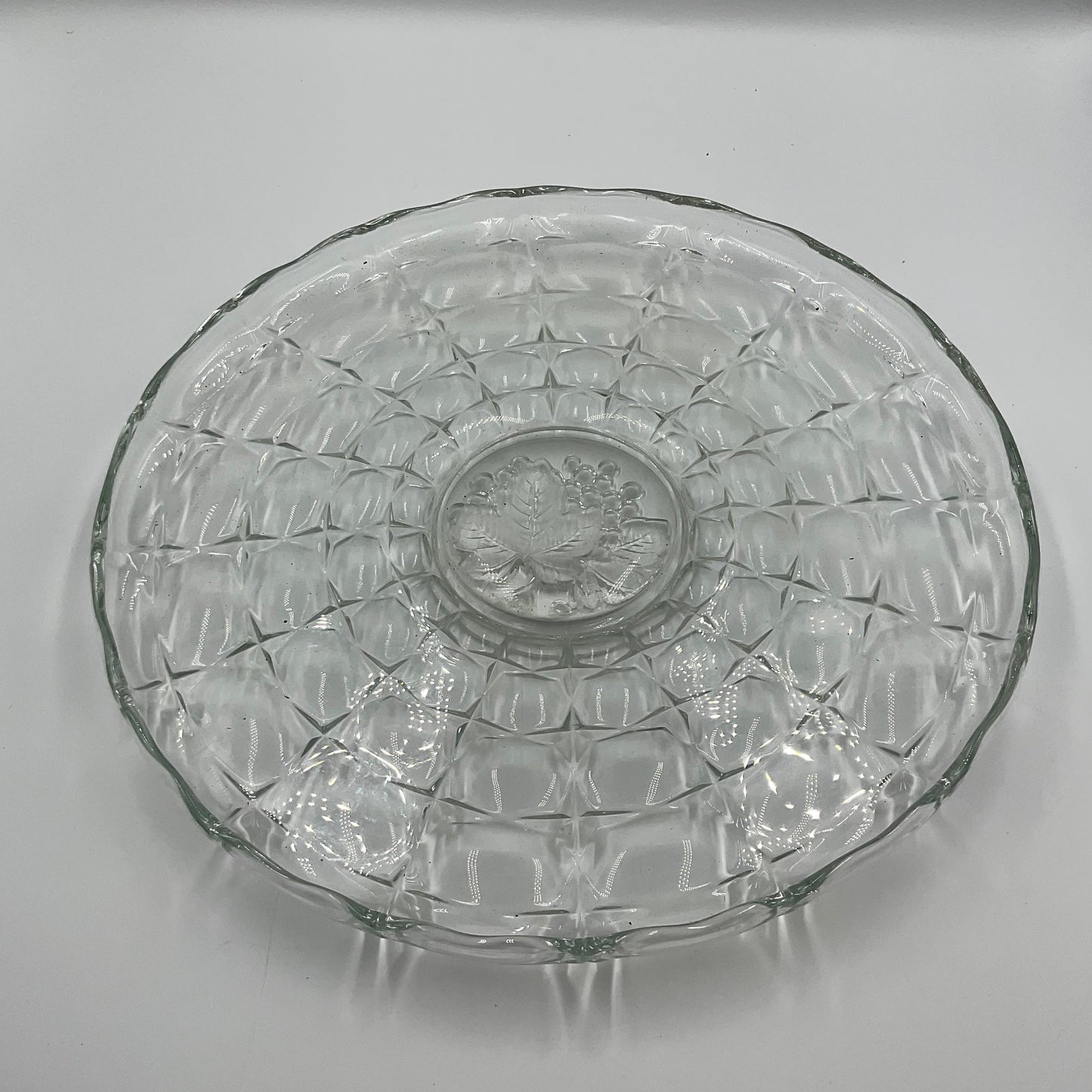 Vintage Large Grape-Motif Glass Serving Platter