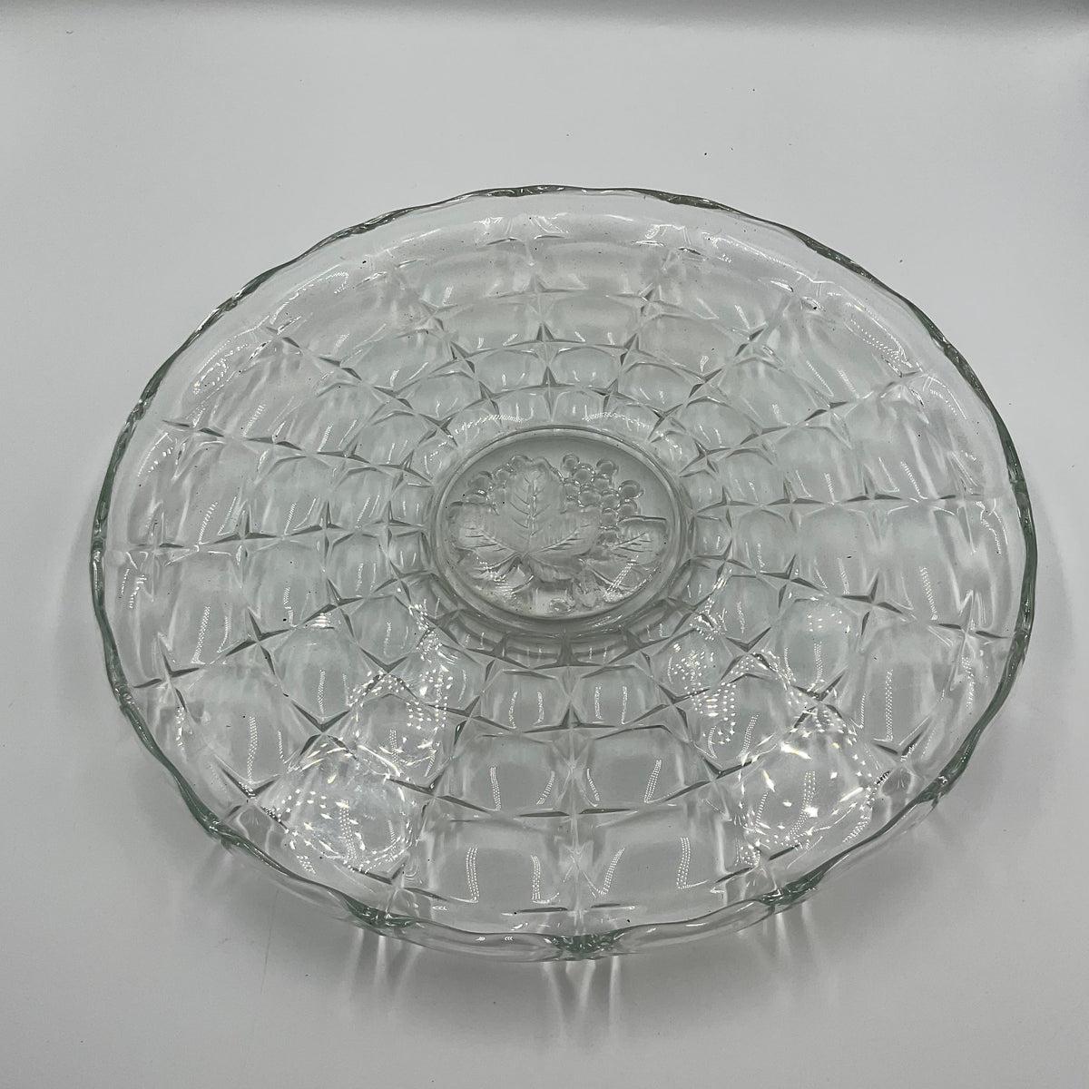 Vintage Large Grape-Motif Glass Serving Platter