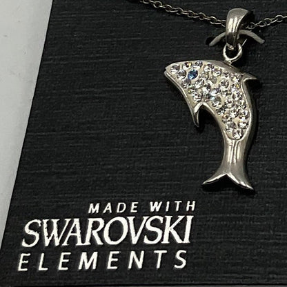 Swarovski Crystal Elements Sterling Silver Dolphin Pendant Necklace