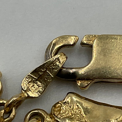 14K Gold Bull Charm Bracelet Jewelry 13.5g Grams