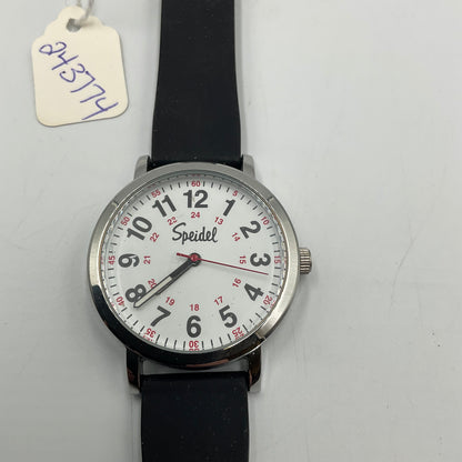 Speidel Men's Black Rubber Band White Face Easy Reader Watch