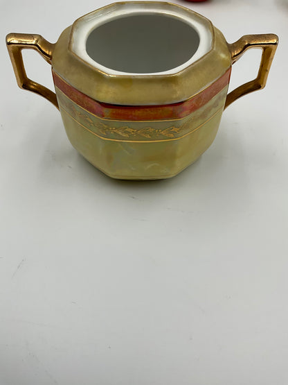 Vintage Rudolf Wächter Porcelain 2 Sugar Bowls and Tea Cups