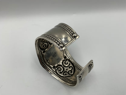 Cuff Bracelet Blue Turquoise Stone Set In Silver