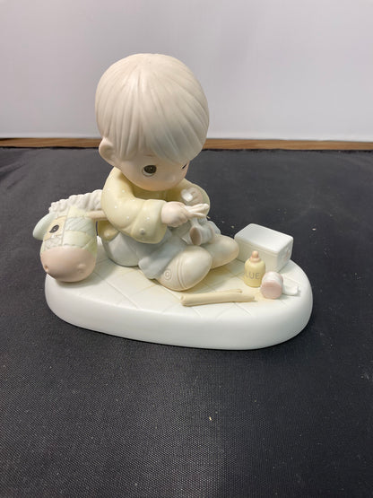 Precious Moments Vintage 1987 Love Is The Glue That Mends Hand Painted Porcelain Collectible Figurine