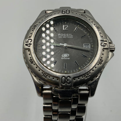 Fossil Blue AM-3198 Black/Silver Women's Watch New Battery