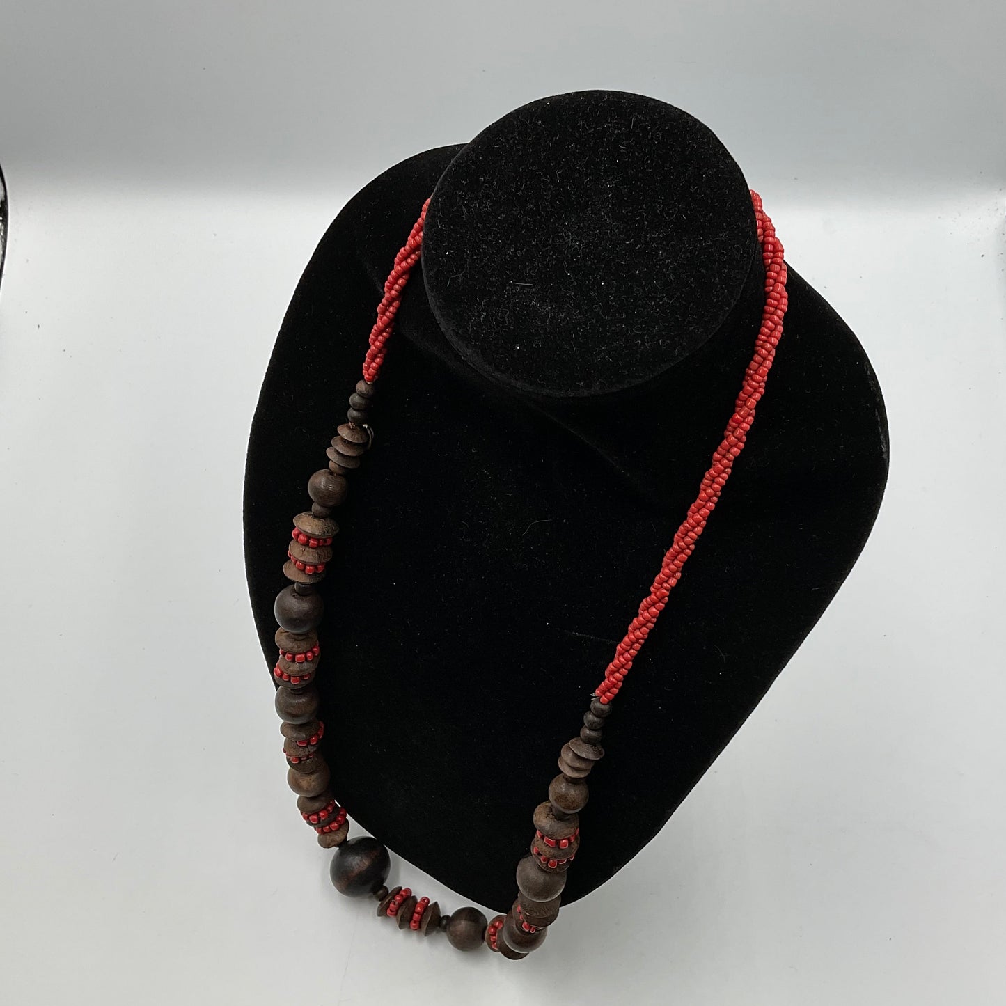 Red/Brown Ball Design Beaded Necklace
