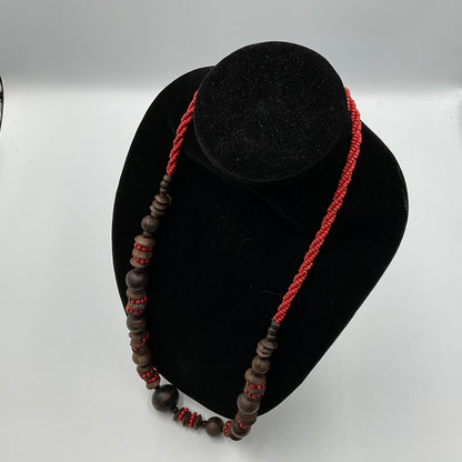 Red/Brown Ball Design Beaded Necklace