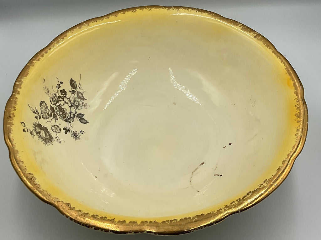 Vintage Large Centerpiece Bowl with gold leaf