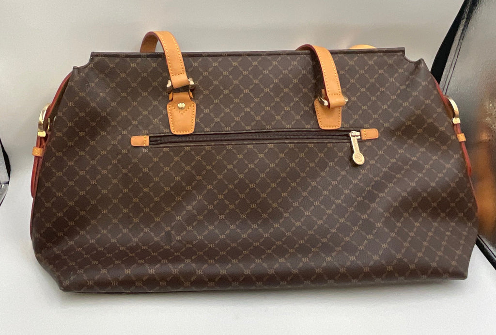 Rioni Moda Italia Tote Traveler Bag Espresso Brown Monogram STN-20033