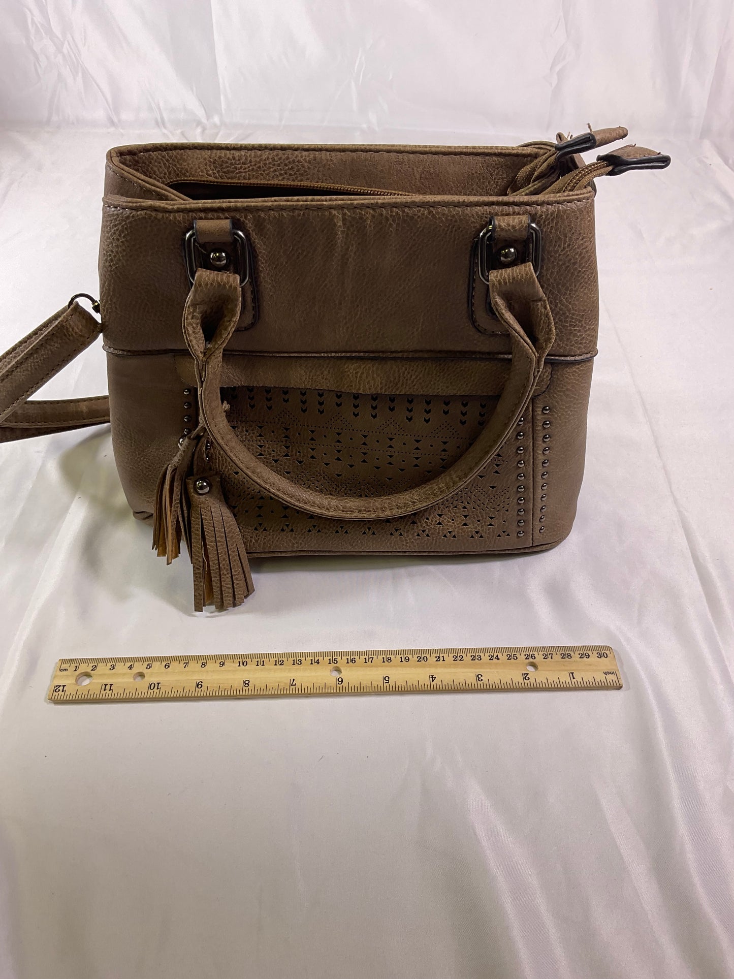 Wanderlust by Birdies Nest Tan Suede Handbag