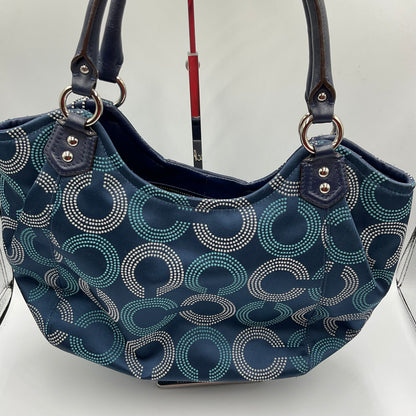 Coach Ashley Dotted Hobo Bag White Blue Teal