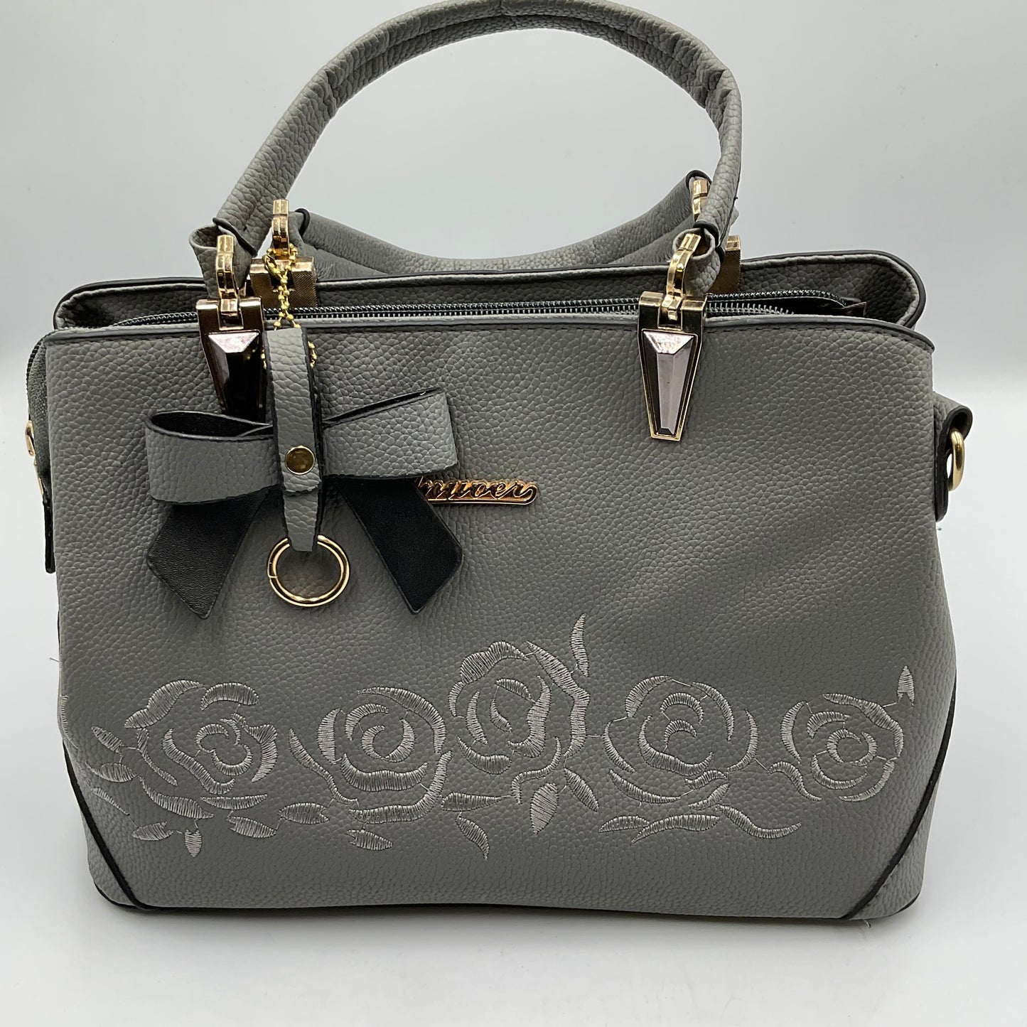 Ready JB Ziming Women’s Handbag Floral Embroidery Satchel Medium Tote Bag