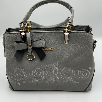 Ready JB Ziming Women’s Handbag Floral Embroidery Satchel Medium Tote Bag