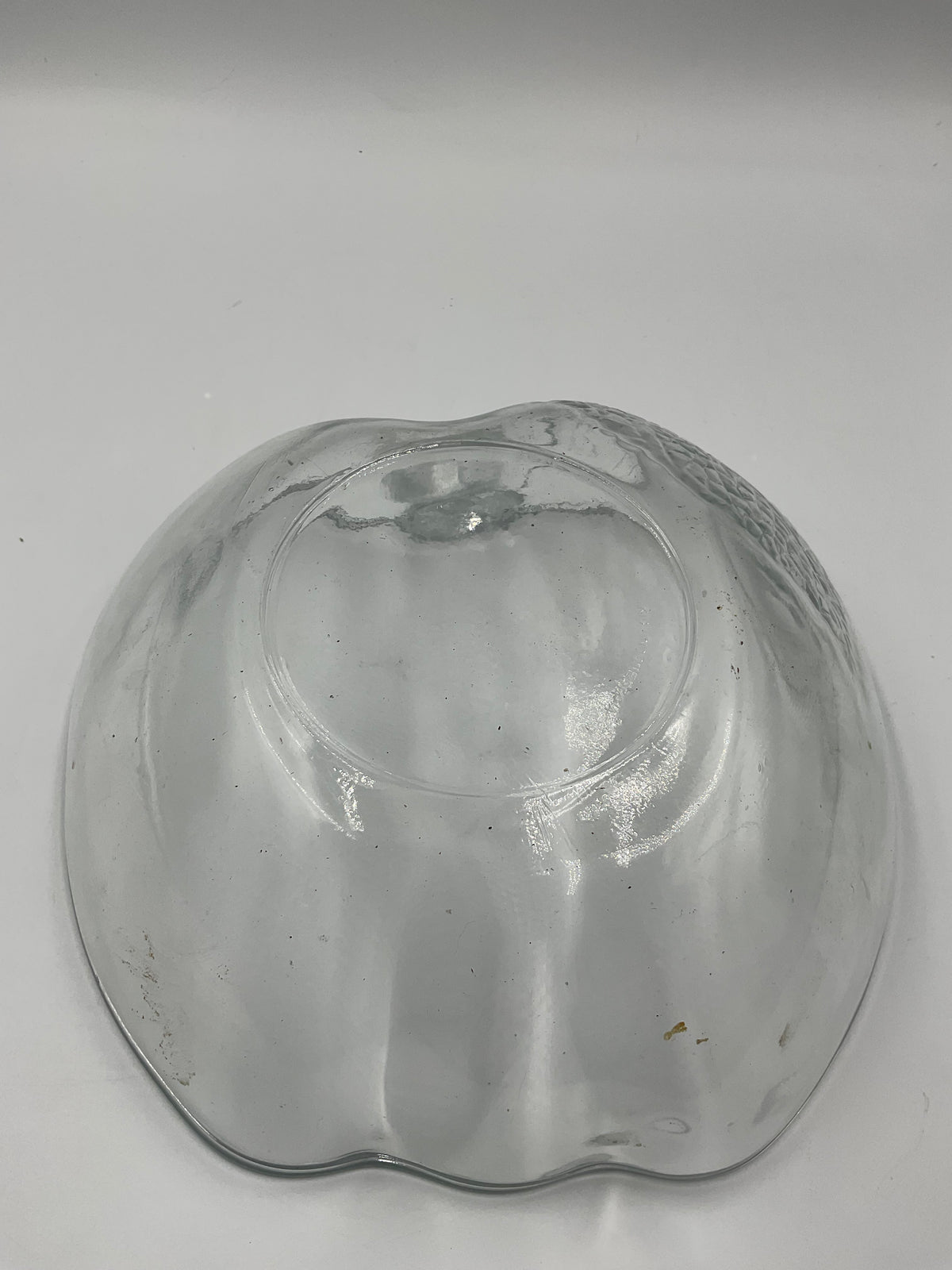 Clear Glass Apple Shaped Bowl Dish Leaf Stem Fruit Decor