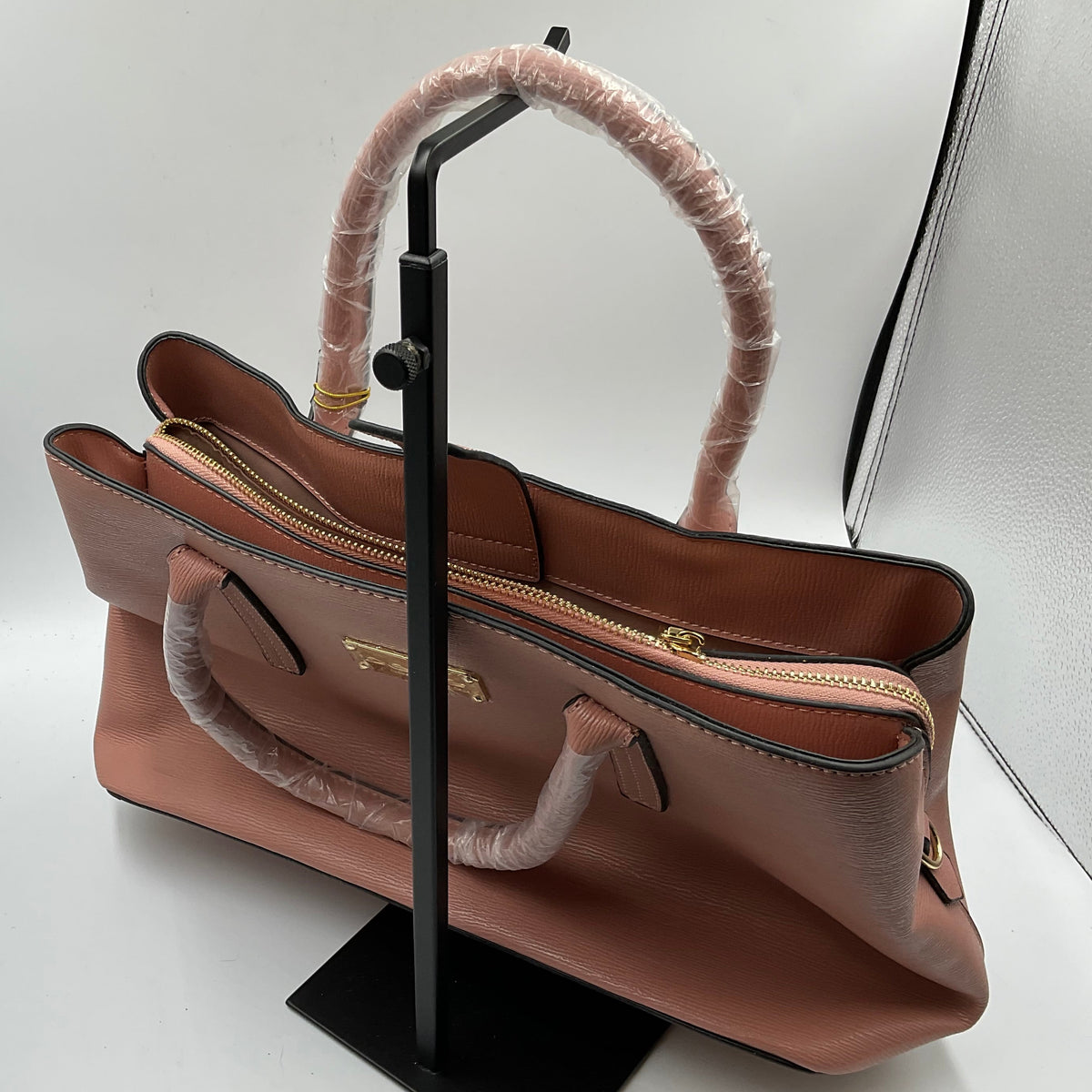 Bebe Sakura Women's Rose Gold Pink Satchel Handbag Purse Tote NWT