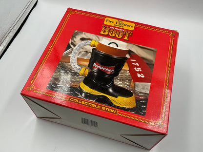 1997 Firefighter Budweiser Boot Mug Stein w/ Box