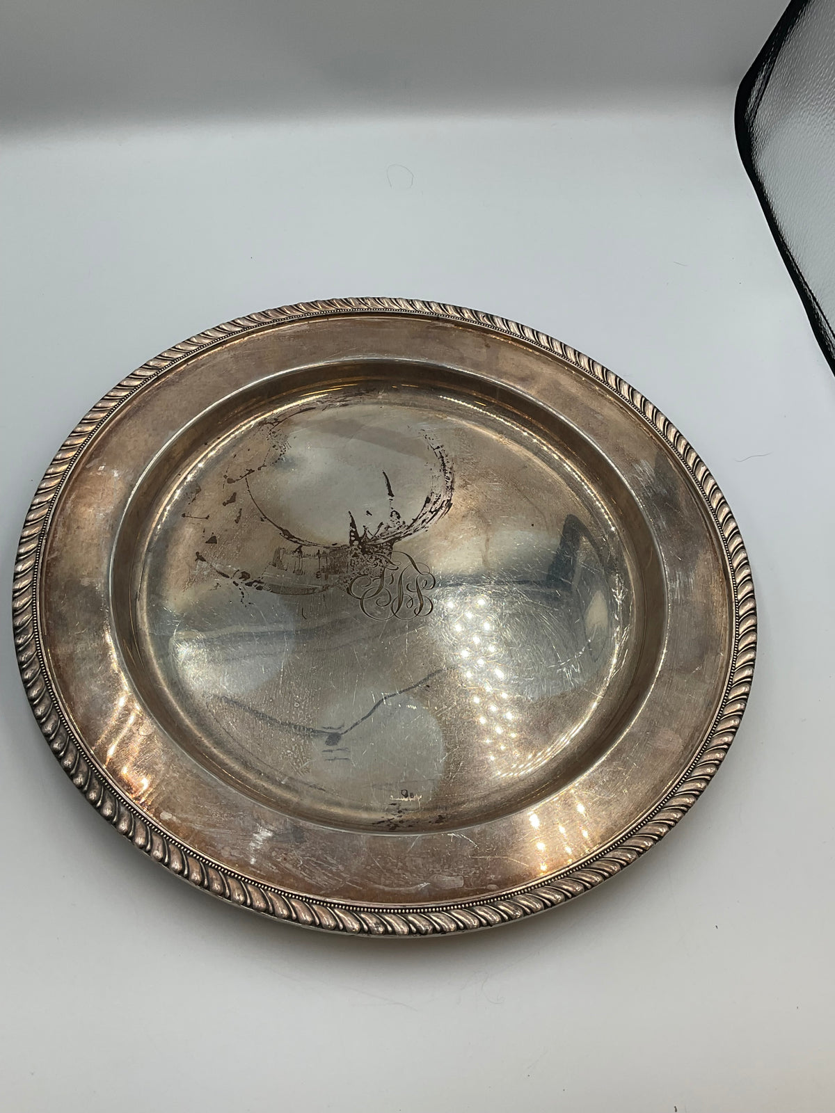 Vintage Reed & Barton Silverplate Round Serving Platter Chop Dish