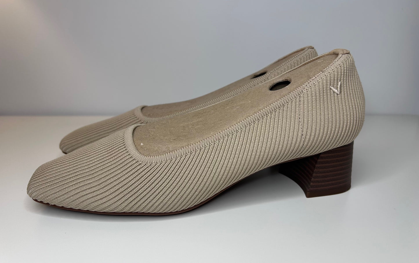 Vivaia Melody Pro Square-Toe Chunky Heel Women's Shoe Size 42 10.5 Almond Color 4.5cm/1.77” Heel