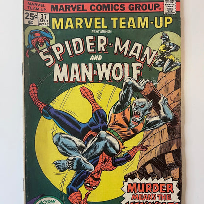 Marvel Team-Up Spider-Man & Man-Wolf #37 Murder Means the Man-Wolf Vintage 1975 Comic Book