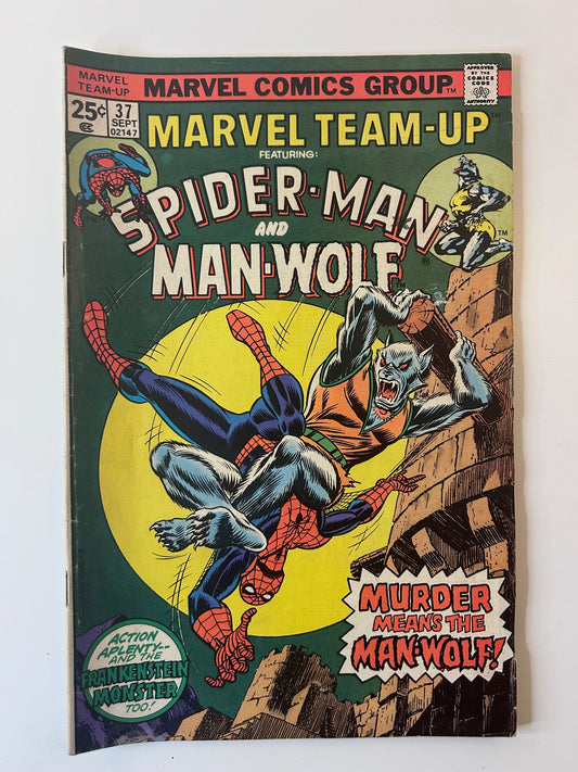 Marvel Team-Up Spider-Man & Man-Wolf #37 Murder Means the Man-Wolf Vintage 1975 Comic Book
