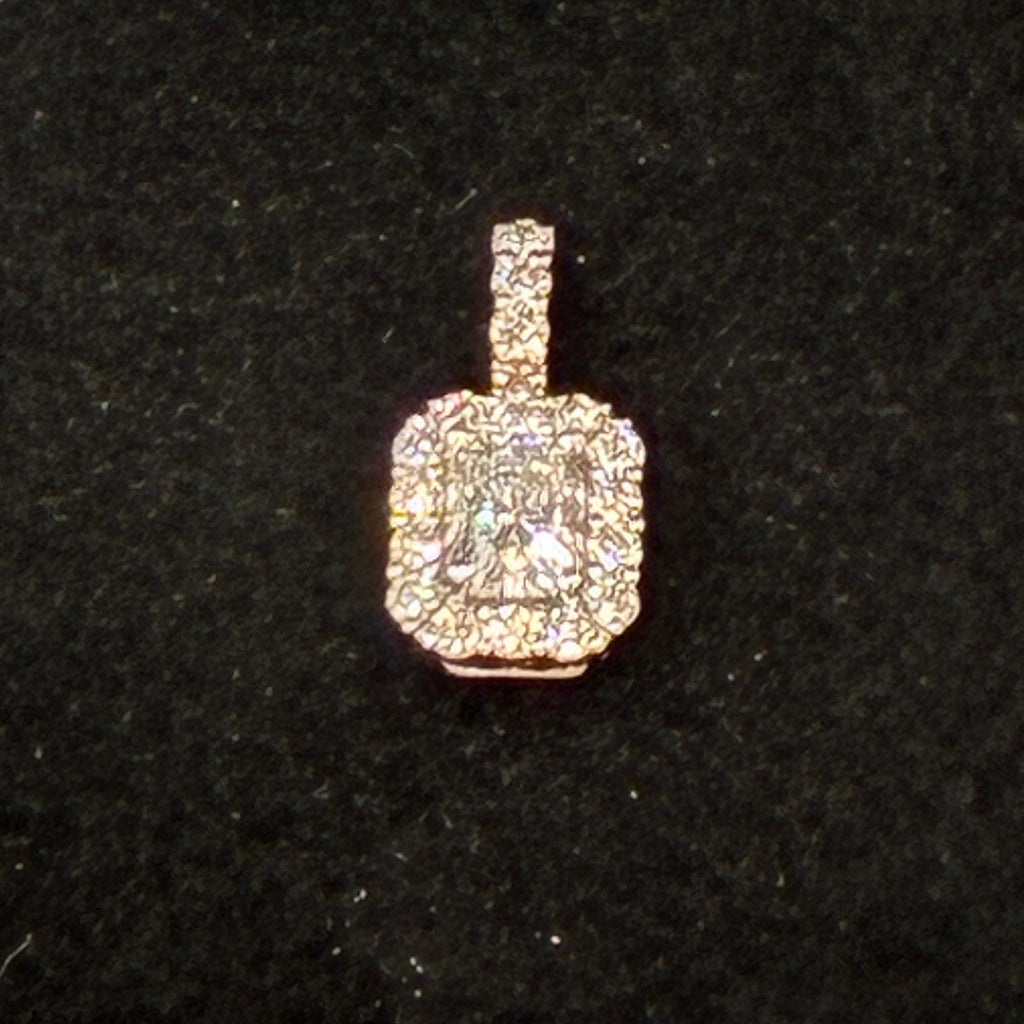 14K Gold 2/3 Carat Diamonds 0.40 CT Center Radiant Emerald Cut Pendant RSJ