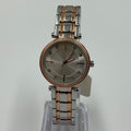 Rose Gold Two Tone Silver Face Women's Watch New Battery Working