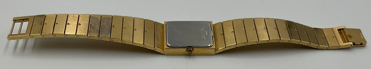 Jacques Prevard Gold Tone Rectangular Black Dial Wristwatch w/ Orginal Box