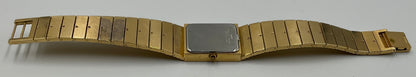 Jacques Prevard Gold Tone Rectangular Black Dial Wristwatch w/ Orginal Box