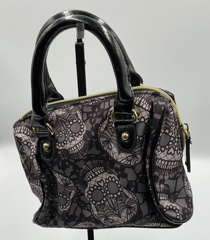 Betsey Johnson Sequin Skull Tote Handbag Bow Goldtone Hardware