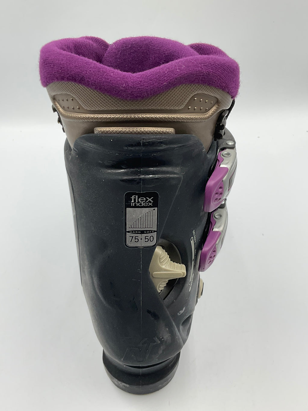 Nordica Next ST Women's Ski Boots Black Purple Flex Index 75-50 Size 23.5 Sole 274mm 4-Buckle
