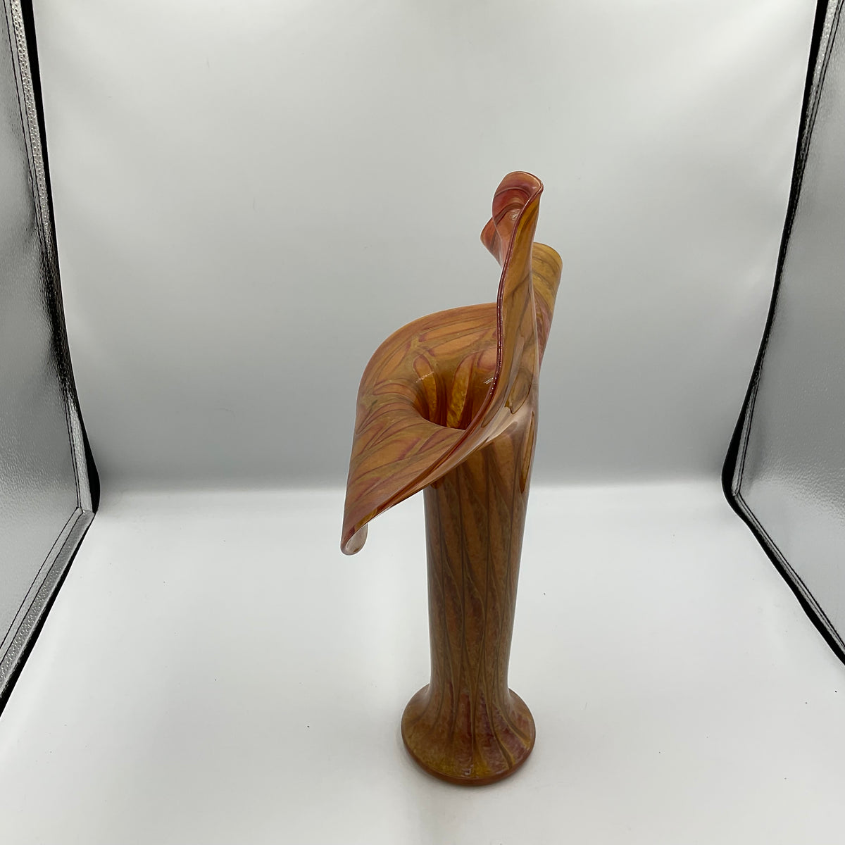 Orange Art Glass Jack-In The Pulpit Vase
