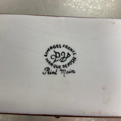 Peint Main Limoges France Marque Deposee Signed PV Hand Painted Wanted Poster Box Mini Removable Revolver